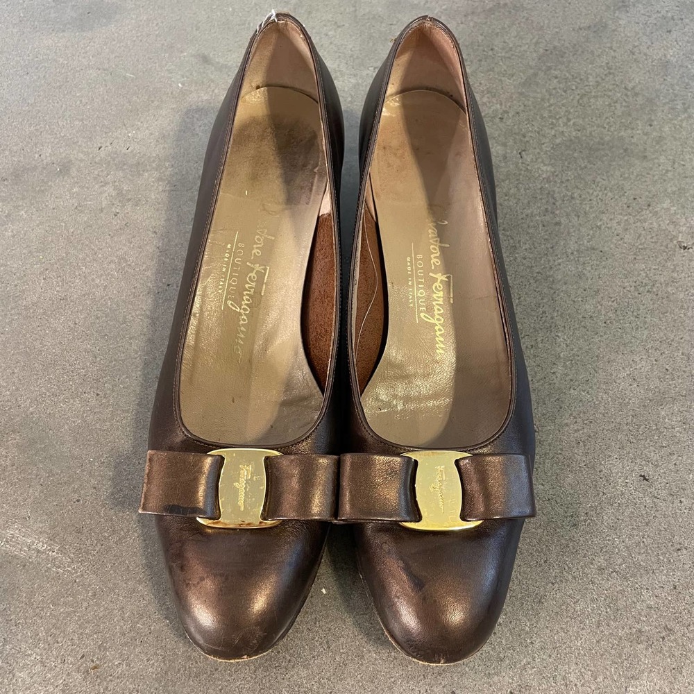 Salvatore Ferragamo Brown Leather Women's Shoes, Size 8AA